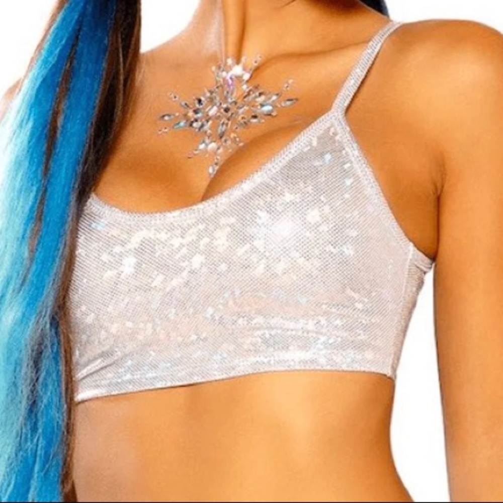 J. valentine Holographic crop top cami NEW